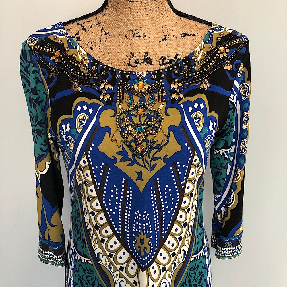EUC! Joyous & Free Multi-Colored Beaded Dress Med